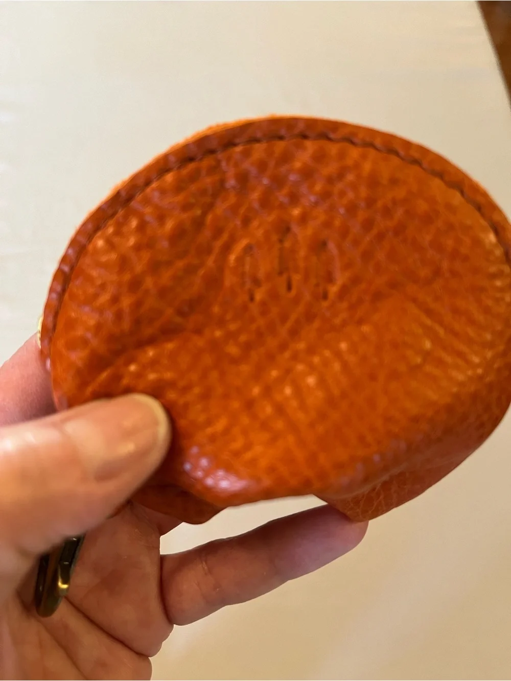 Portland Leather Fortune Cookie Orange Coin Pouch Key Clip